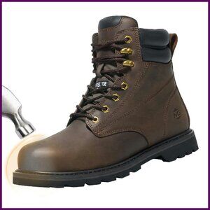 Men's Steel Toe Work Boots Waterproof Leather Safety Shoes EH Protection